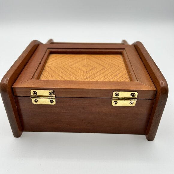 Vintage MCM Gentleman's Dresser Valet Wood Vanity Box Jewelry Storage Tray Caddy - Picture 7 of 15
